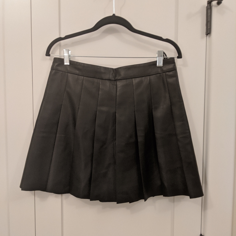 Sunday Best Olive Pleated Mini Skirt Vegan Leather